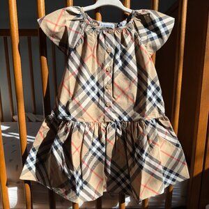 Burberry Cotton Check Dress in Sand 2Y Toddler/Baby